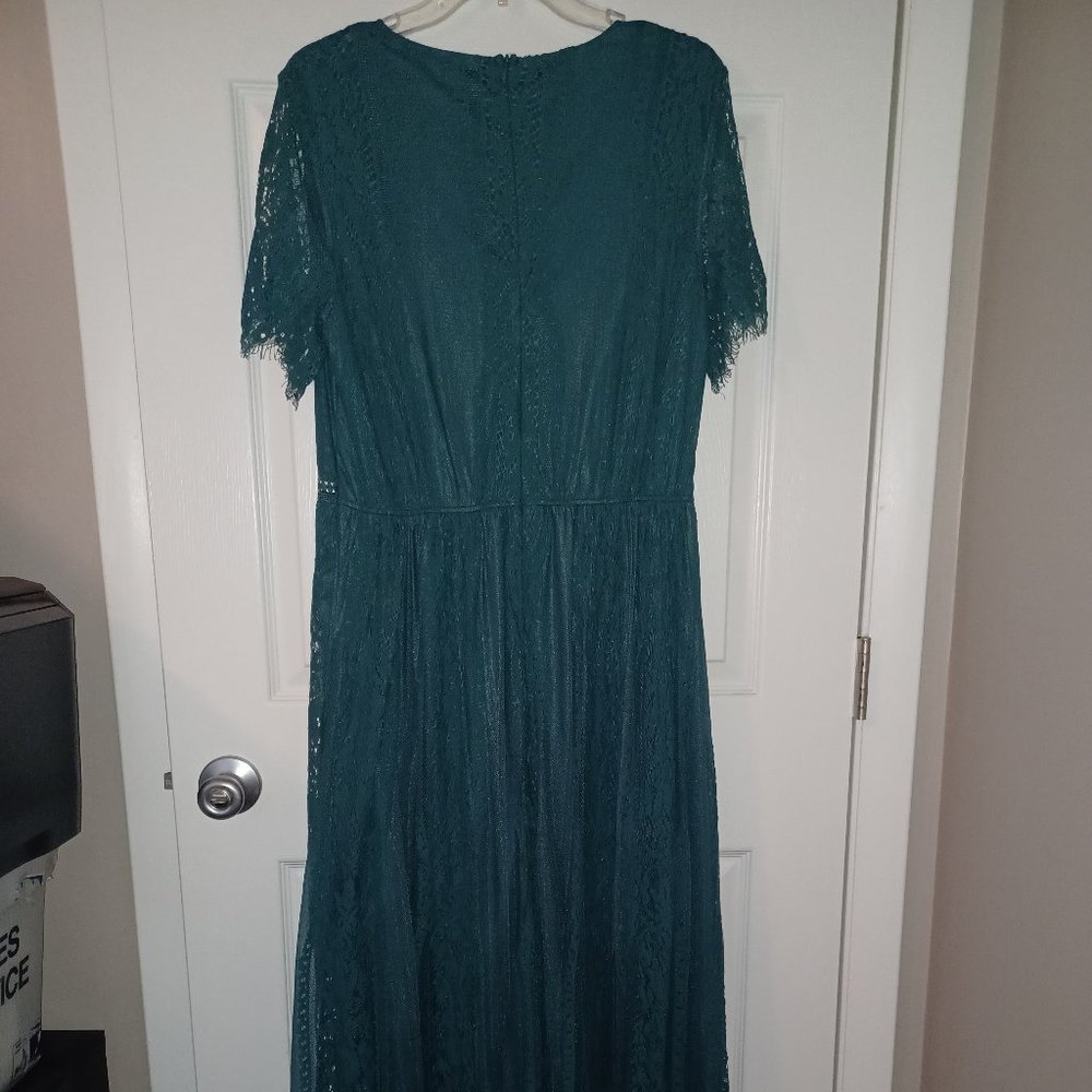 MEROKEETY Women's V Neck Short Sleeve Floral Lace Dress Size XL - Picture 3 of 4